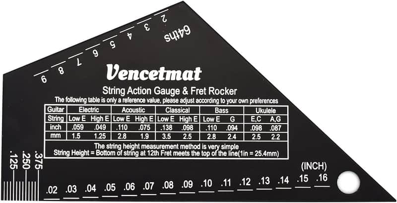 Guitar String Action Gauge, String Height Ruler, Guitar Fret Rocker, Fret Leveling Guide, Buzzing Fret Catcher, 1mm Thickness, Laser Etching, High Precision Graduations,Luthier Tools image 1