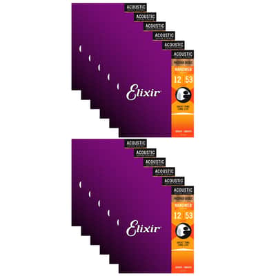 Elixir 16052 Acoustic Phosphor Bronze Nano Light 12-53 (12 Pack Bundle) image 1