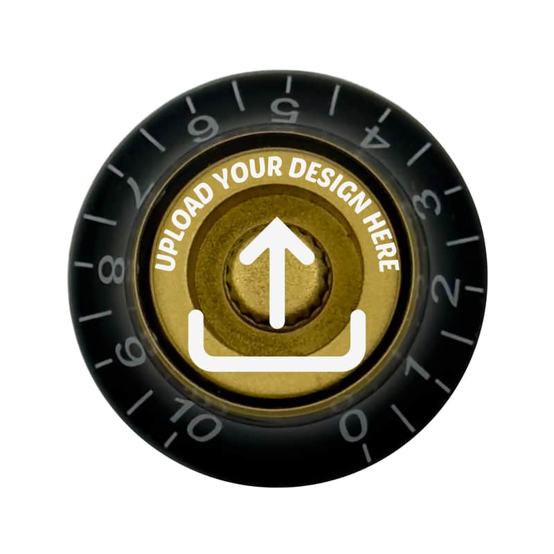 Custom Strums™ Personalized Bell-Style Guitar Knob (Single) Black & Gold with White, Right Handed -10 image 1