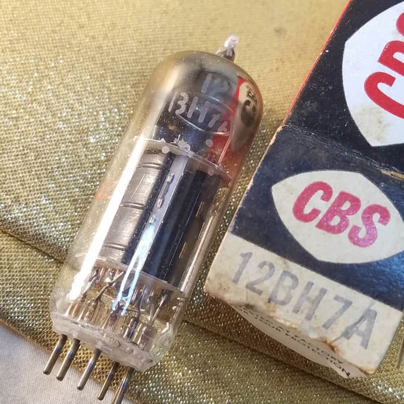 CBS 12BH7A tNOS AT1000 TESTED Balanced! PI Vacuum Tube black plate 12BH7 dual triode 1951-1959 image 1