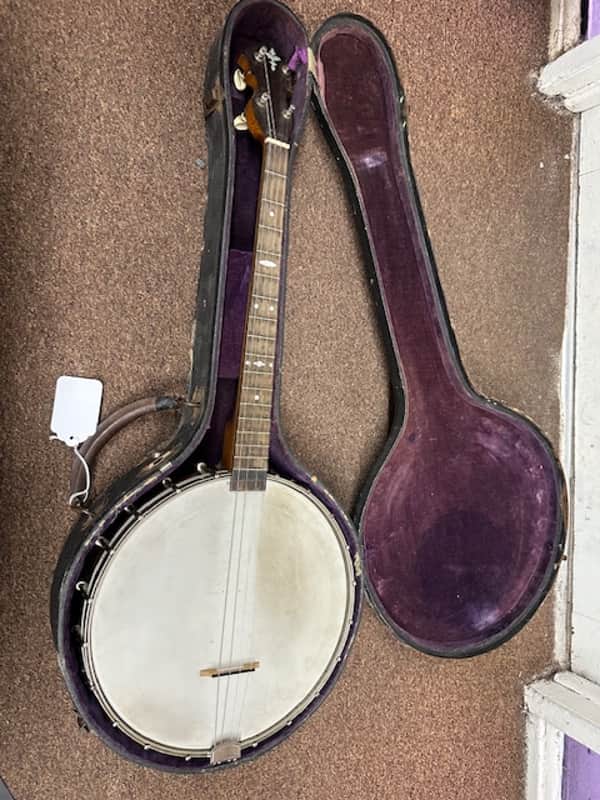 OLD Used Guckert Duplex 4 String Tenor Banjo 1922? w/ Hard Case Vintage Antique image 1