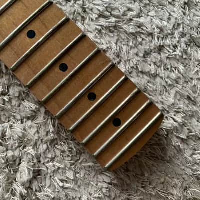 Fender Squire ST SQ Electric Guitar Headstock and Neck-Unfinished-Baked Maple-22 Frets-Double Tremolo image 5