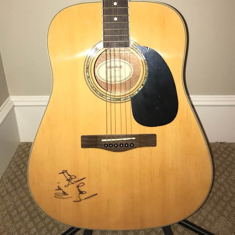 signed George strait guitar. image 1