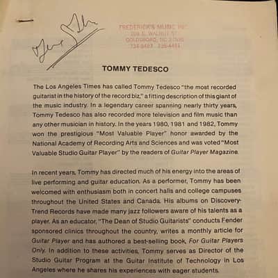 TOMMY TEDESCO (Wrecking Crew Session Guitarist) POSTER & Signed Program image 3
