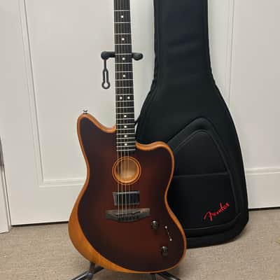 Fender American Acoustasonic Jazzmaster Acoustic Electric Guitar All-Mahogany - Bourbon Burst image 1