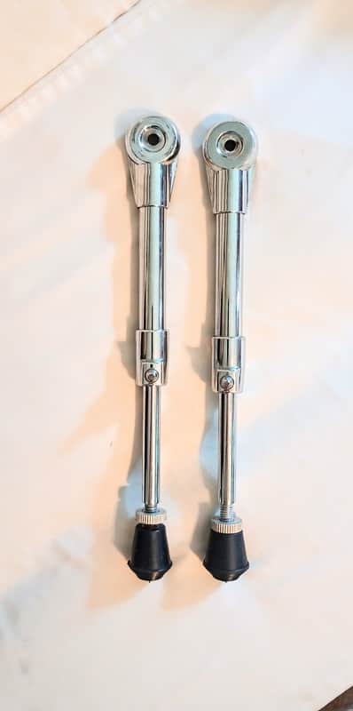 UNMARKED/UNKNOWN BASS DRUM SPURS PAIR - CHROME - FREE SHIP TO C-USA! image 1