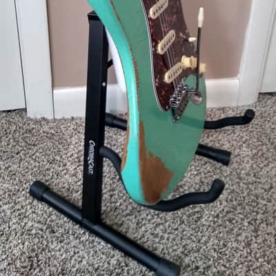 Sawtooth ES Alder Body Relic Surf Green Stratocaster with New Padded Gig Bag and Leather Strap image 21