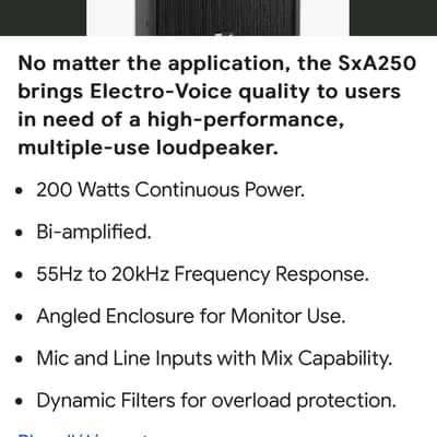 Electro-Voice SxA250 2-Way Full Range 15’’ Powered Speakers MINT MINT MINT image 8