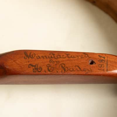 H.E. Bailey  5 String Fretless Banjo (1881), original brown coffin case. image 16