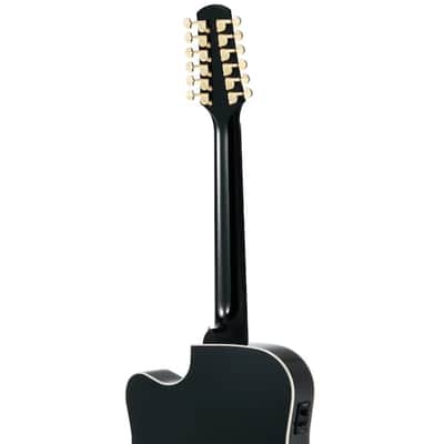 Walden D642RCEB-G Natura Solid Sitka Top-Mahogany 12-String Armrest Dreadnought Acoustic Cutaway-Electric Gloss Black w/Gigbag image 2