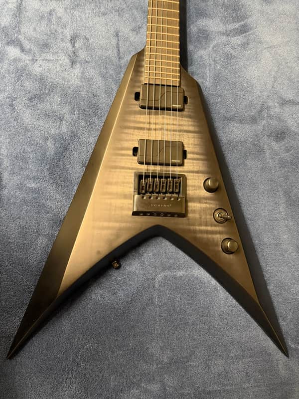 2021 Solar Guitars V1.6AFBB Flying V in Flame Black Burst with Gigbag image 1