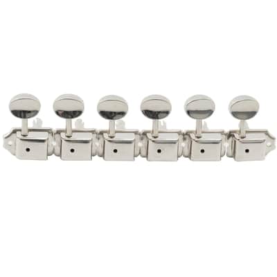 Brio Vintage Style 6-in-Line Guitar Tuners – Split Shaft Machine Heads for Strat & Tele Style Guitars - Nickel image 1