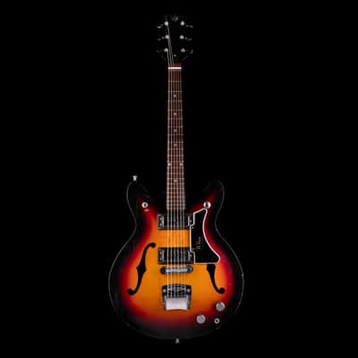 Vintage Wilson Semi-Hollow Electric Guitar Sunburst with Gig Bag image 2