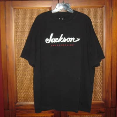 new genuine Jackson (by Fender) Jackson Bloodline 100% Cotton Black Short Sleeve T-Shirt, XXL (size also called: XX-Large, Double XL or 2X), GRAPHIC: White & Red -- P.N (part #): 0990264806 (NO: hang tag / NO packaging) image 1