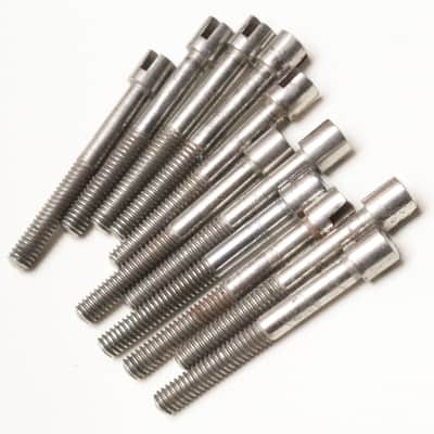 Set of 10 Nickel Plated Slotted Head Tension (Tuning) Rods, Rare, w/Washers  / Circa 1920s - 1930s image 3