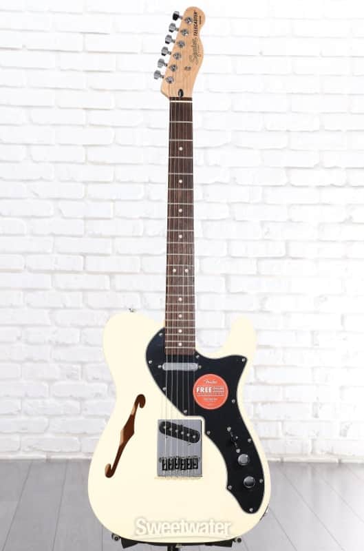 Squier Affinity Series Telecaster Thinline Electric Guitar - Olympic White with Laurel Fingerboard (TeleTLAFOWd5) image 1
