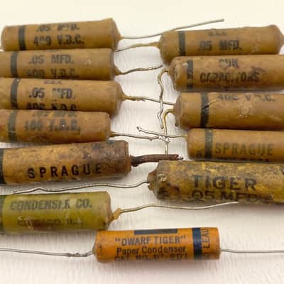 Vintage Sprague Sun Cornell Dubelier Wax Capacitors '50s Lot of 12 image 1