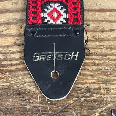 Vintage 1970s Gretsch Jacquard Guitar Strap – Red Diamond Weave image 3
