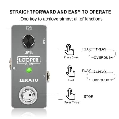 Lekato Looper Guitar Effect Pedal Looping Unlimited Overdubs 5 min Loop Length Professional image 5