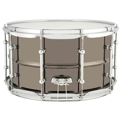 Ludwig LU0814C Universal Brass Snare Drum, Black Nickel with Chrome Hoops, 8"x 14" image 3