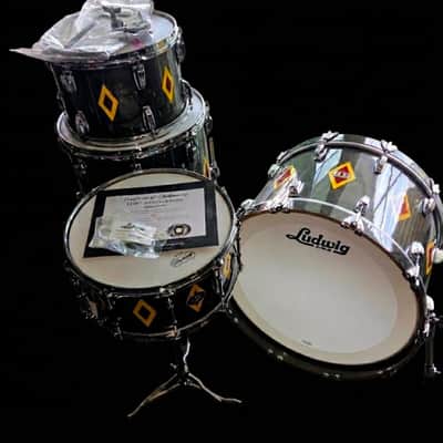 Ludwig 110th Anniversary Legacy Mahogany 13/16/22/6.5x14 4pc. Drum Kit Charcoal w/Diamond Flash Inlay 2019 - Diamond Flash Charcoal image 4