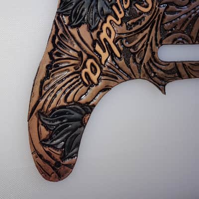 Fender Telecaster Leather Pickguard hand tooled Sheridan style "Outlaw series " 2019 classic image 6