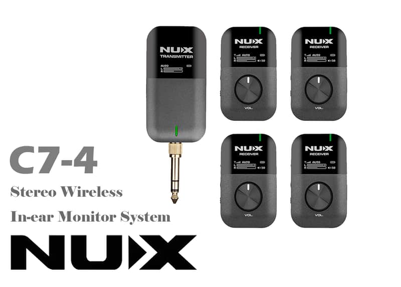 NuX C7-4 5.8GHz Stereo Wireless In-ear Monitor System with four receivers image 1