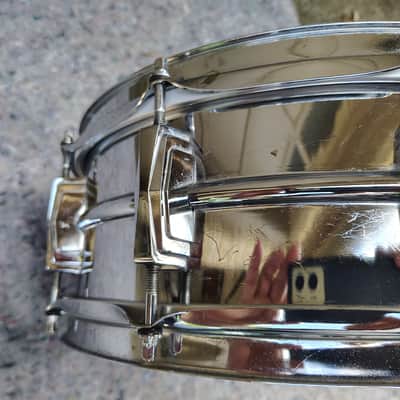 Ludwig No. 400 Supraphonic 5x14" 10-Lug Aluminum Snare Drum with Pointed Blue/Olive Badge 1969 - 1979 - Chrome-Plated image 8