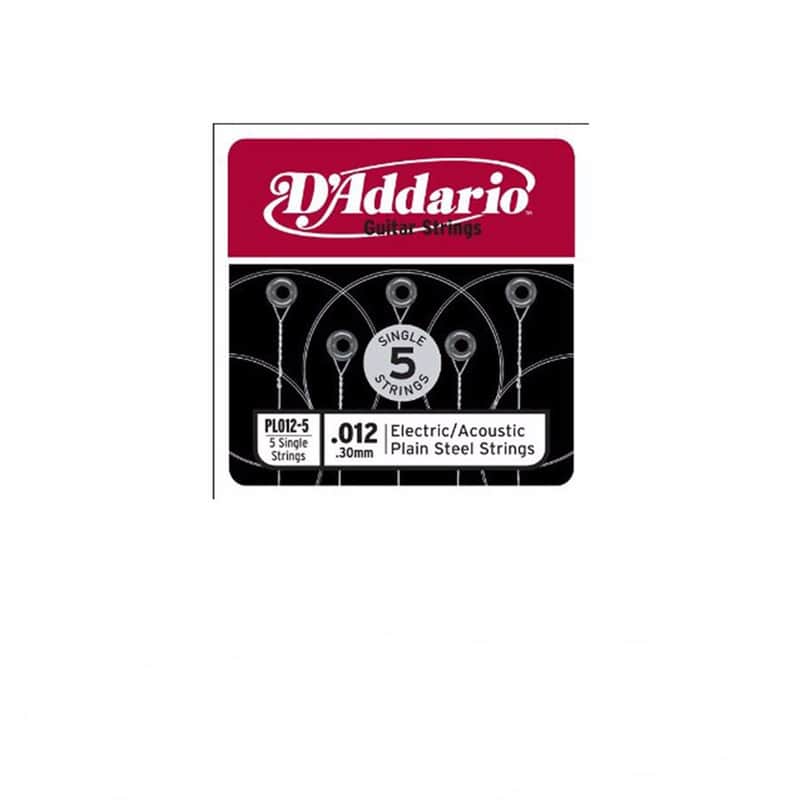 D'Addario .012 Plain Steel String Singles - 5 pack image 1