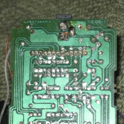 NOT working / For Repair / For parts / AS IS used Boss OS-2 CIRCUIT BOARD with circuit board components and INPUT, OUTPUT, & power jacks (NO: casing, LED, switch, bottom plate, knobs, nuts washers, screws & missing some wires) from around 2007 image 23