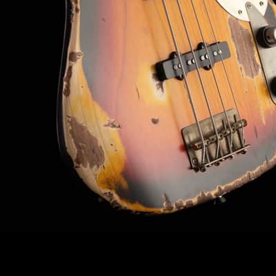 Nash PB/J 55 2025 - Super Heavy Relic 4 String Bass in 3 Burst Nitro! Maple on Maple, Ash Body, Nash Alligator Case, Lollar Hand Wound Pickups!  Boutique Spoiled. image 2