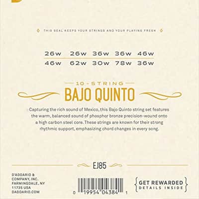 D'Addario EJ85 Phosphor Bronze Bajo Quinto Strings,10 string image 5