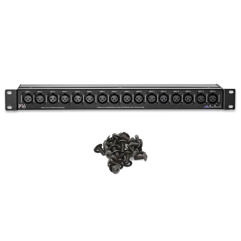 ART P16 16-Point XLR Balanced Patchbay bundle with Rack Screws image 1