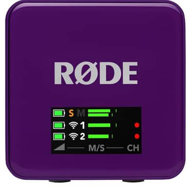 Rode WIGOGEN3PUR Wireless GO (Gen 3) Compact Wireless Microphone System (Purple) Bundle with Two Audio-Technica ATR3350xiS Omnidirectional Lavalier Microphones image 3