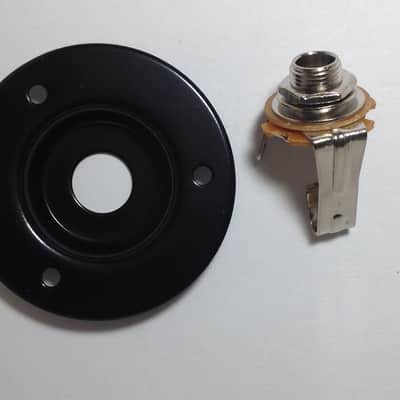 Black Speaker Amp Jack Plate, 2" Round Metal with 1/4" Switchcraft #11 Jack image 8