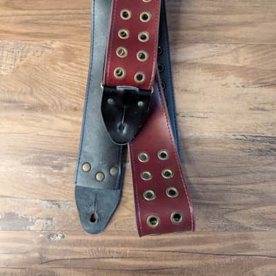 Unbranded Vintage Studded Guitar Strap 2" 1980s Red Cool Strap! image 1