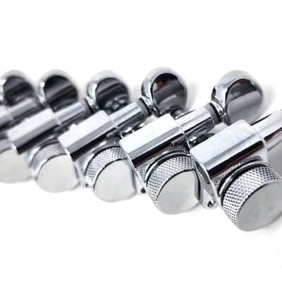Carparelli 6-IN-LINE Electric Locking Machine Heads Tuners Classic Button Chrome image 3