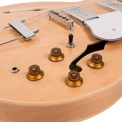 Vintage VSA500P Re-Issued Semi Acoustic Guitar - Natural Maple (VSA500PM) image 8