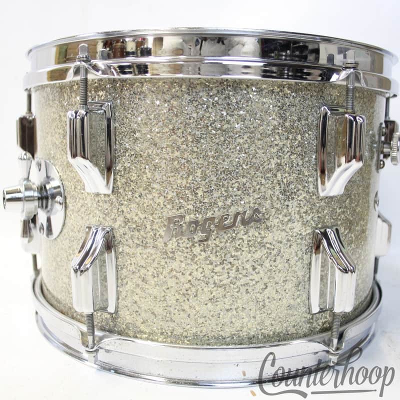*Rogers 12x8"Silver Sparkle Dayton Holiday Tom Drum Vintage Powertone Swivomatic image 1