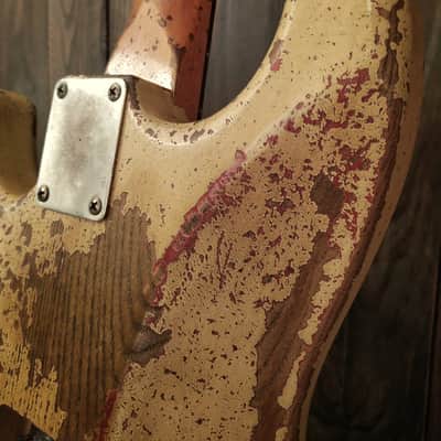 #202603 :: Baldman's Stratocaster set in Dirty Relic Olympic White over Metallic Wine Red : Vintage Aged image 20