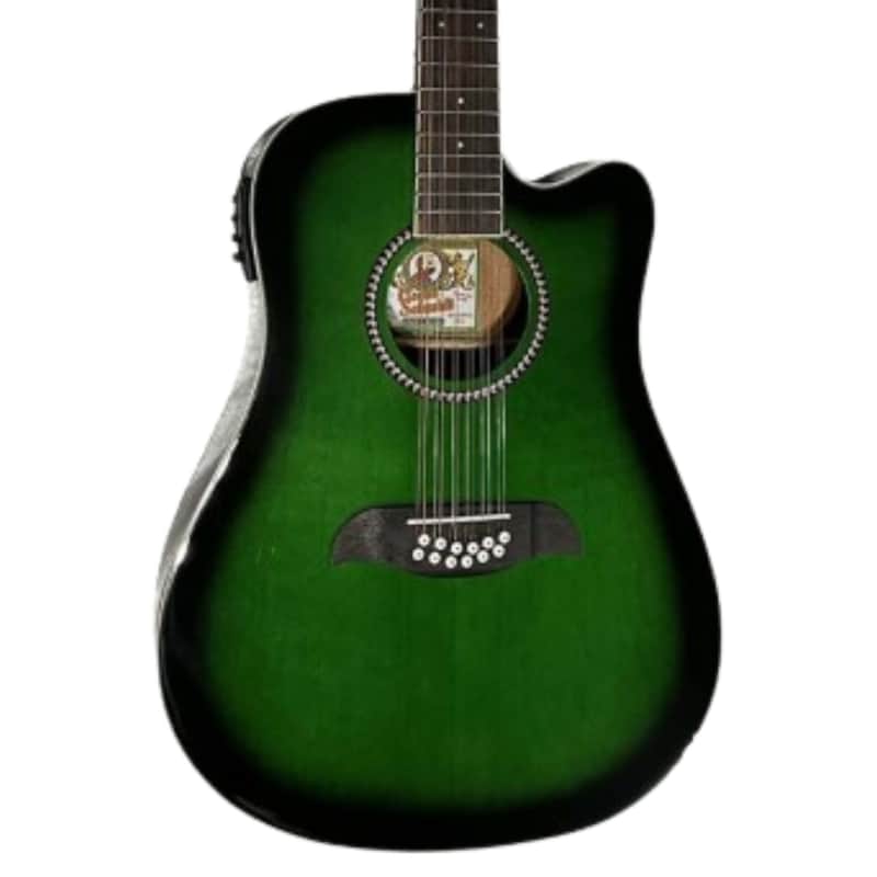 Oscar Schmidt OD312CETGR Cutaway 12 String Acoustic Electric Guitar. Trans Green image 1