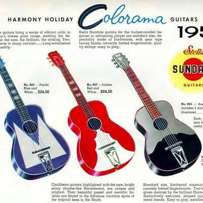 1955 Stella Harmony Sundale Pacific Blue White Pro Neck Reset Plays Great Softshell Case image 12