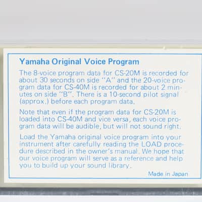 Yamaha CS-20M & CS-40M original voice program data on cassette