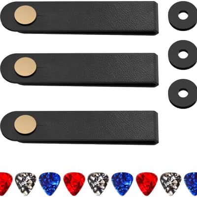 Guitar Neck Strap Button and Guitar Strap Locks, Guitar Picks, Acoustic Guitar Strap Lock Adapter Leather Guitar Strap Button for Bass Guitars Ukulele Straps (Black, 3 Suit) image 1