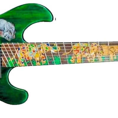 8 String Fanned Fret Electric Guitar Handmade by Blueberry Guitars Elephant Motif image 11
