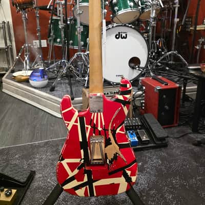 EVH Striped Series Frankie Electric Guitar Red BUNDLE w/ Black and White Stripes Relic w/AMP, Case & Picks image 5