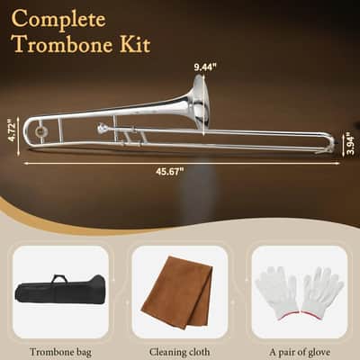 Bb Tenor Slide Trombone B Flat Brass Trumpet Set For School Band image 2