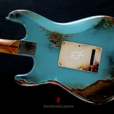 Fender Stratocaster 60th  Anniversary Daphne Blue Heavy Aged Relic by East Gloves Customs image 6