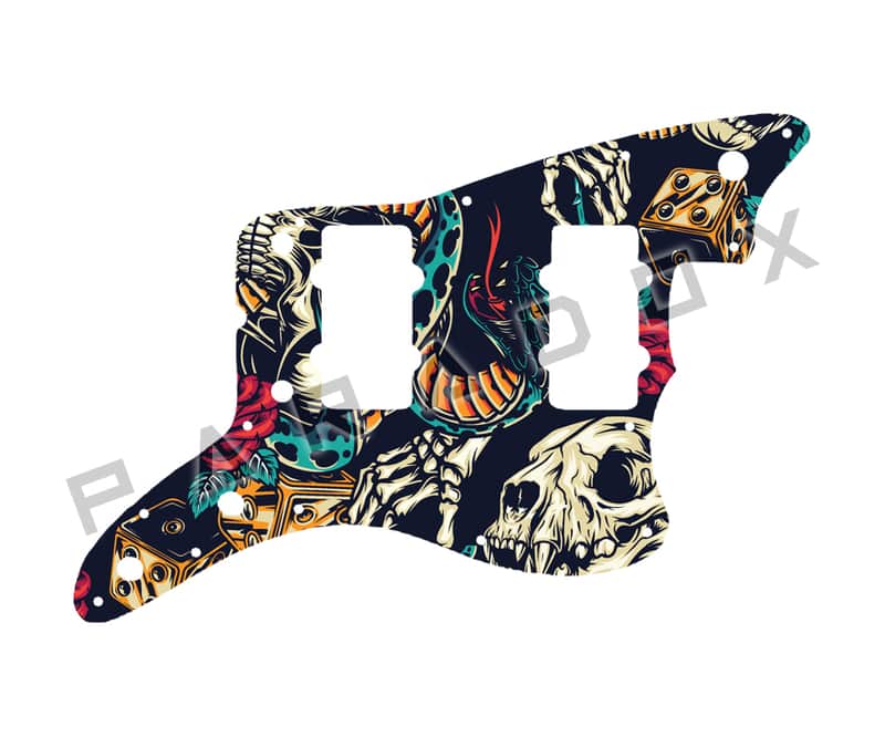 Custom Pickguard For 2011 - 2016 Made in Indonesia Squier Vintage Modified Jazzmaster Special - Vintage Flash Tattoo Graphic .090" image 1