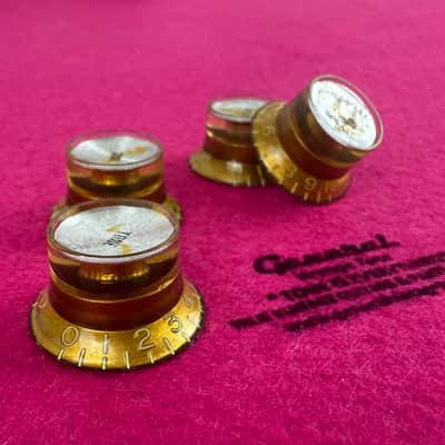 General Vintage Tone  CAB Aged reflector gold knobs for Les Paul ® ES ®  Gold Cellulose acetate image 4